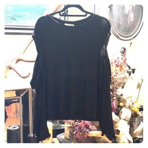 Long sleeve shoulder cut out tie sleeve top